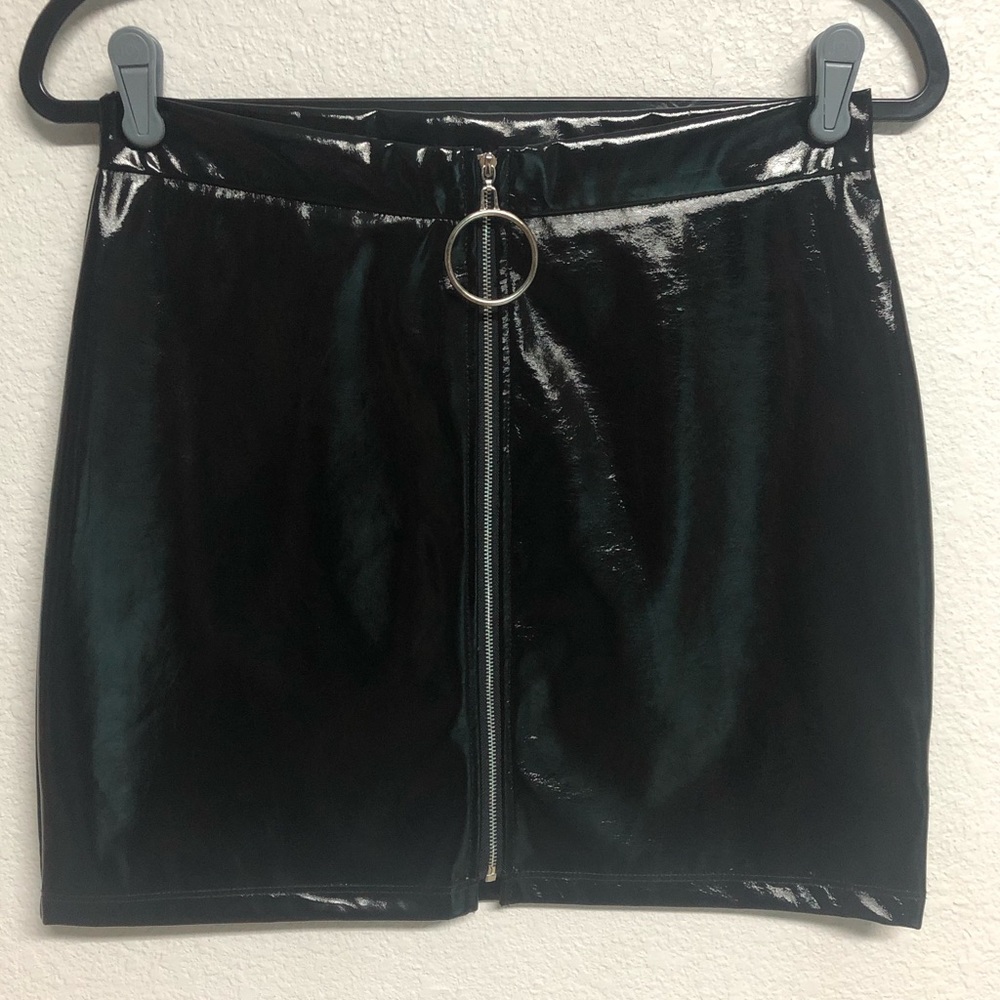 Black Faux Patent Leather Skirt